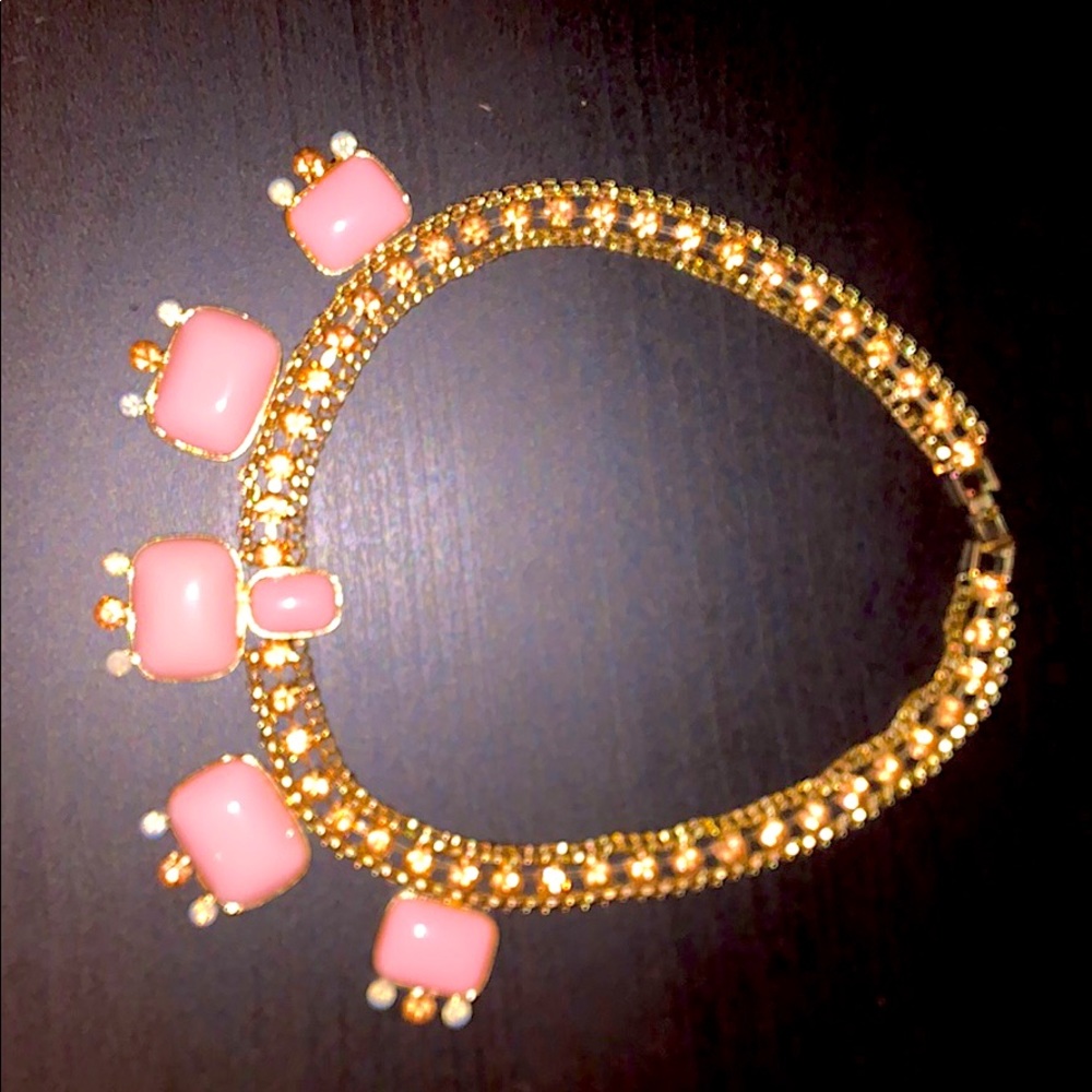 charming charley gold and pink chunky necklace